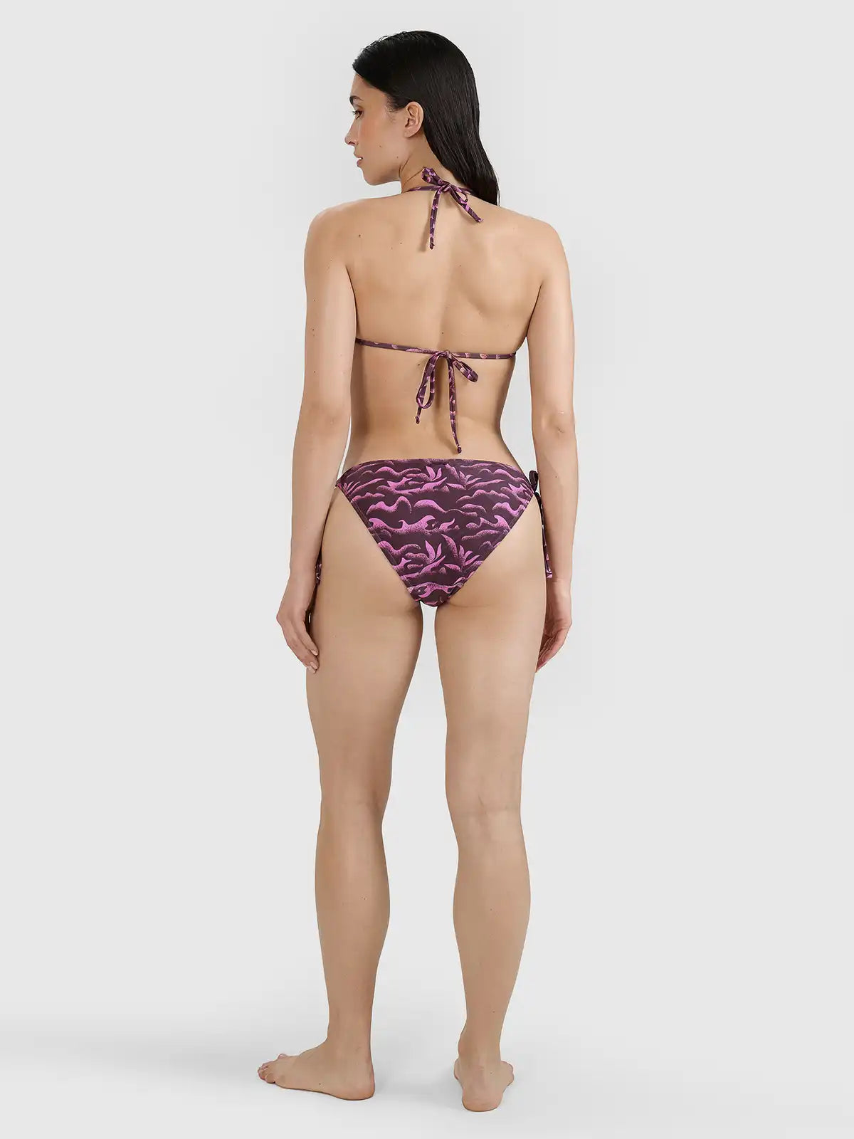 Slip de baie bikini pentru femei 4F F076 4FWSS25UBKBF076 dark violet allover