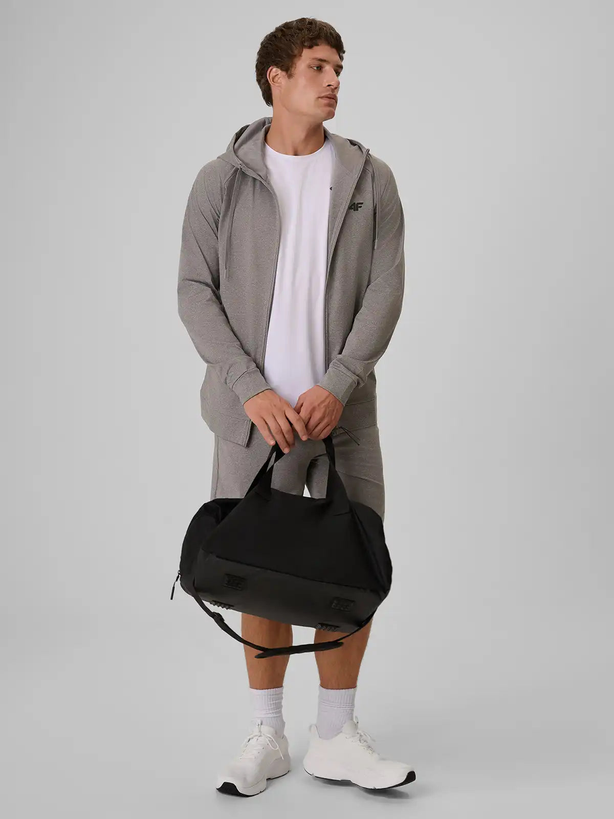 Мужской батник на молнии для фитнеса 4F M0973 4FWAW26TFSWM0973 grey melange