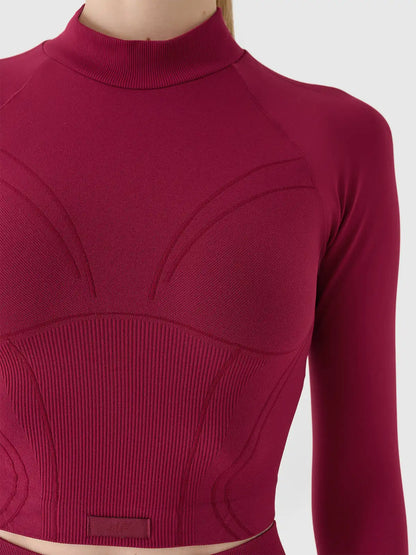 Longsleeve de antrenamente pentru femei 4F F483 4FRAW24TFLOF483 burgundy