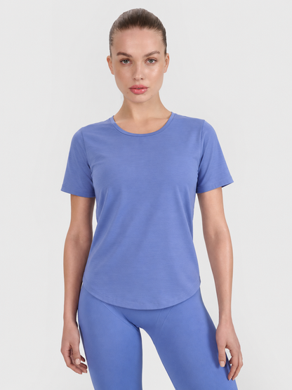Tricou de yoga pentru femei 4F F2295 4FWAW26TFTSF2295 light blue