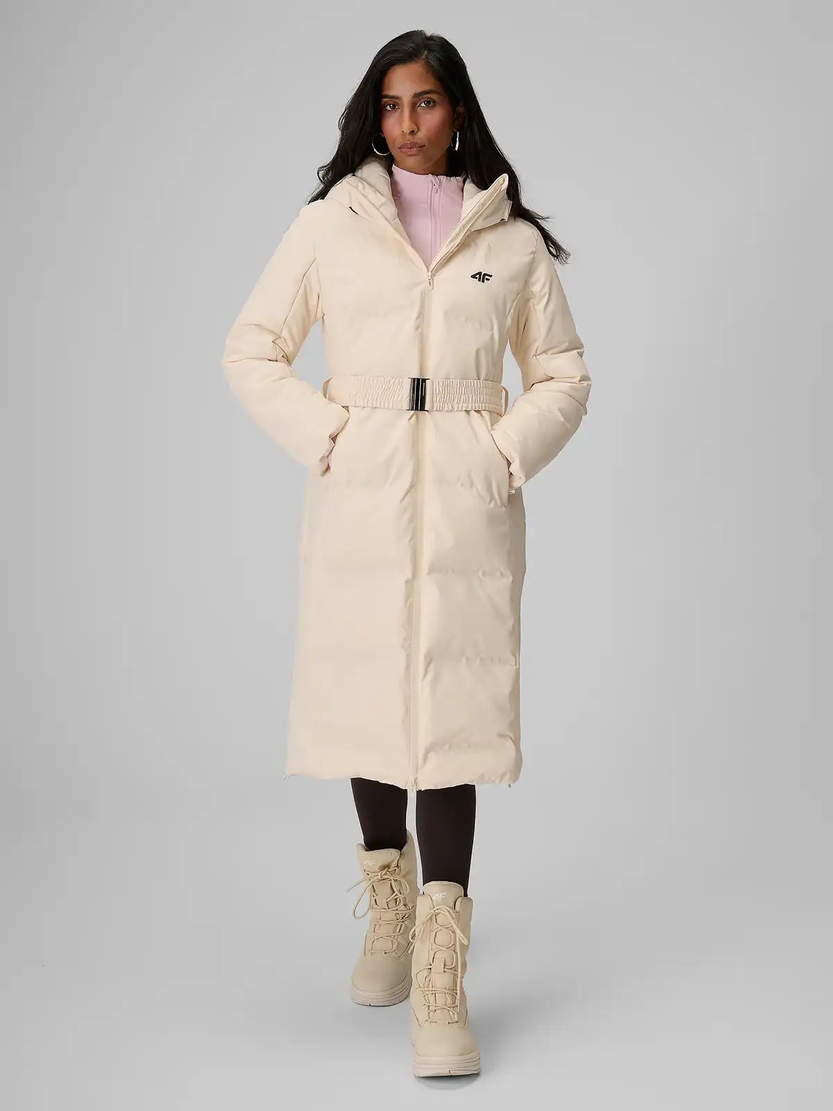 Женский длинный пуховик 4F F0930 4FWAW26TDJAF0930 beige