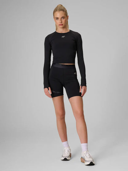 Legginși scurți de fitness pentru femei 4F F122 4FWAW26TFSTF122 deep black