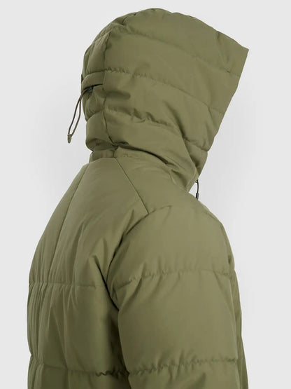 Jacheta de puf pentru bărbați cu glugă 4F M0710 4FWAW25TDJAM0710 khaki