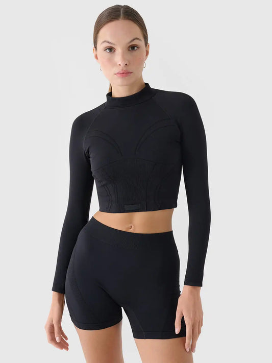 Longsleeve de antrenamente pentru femei 4F F483 4FRAW24TFLOF483 deep black
