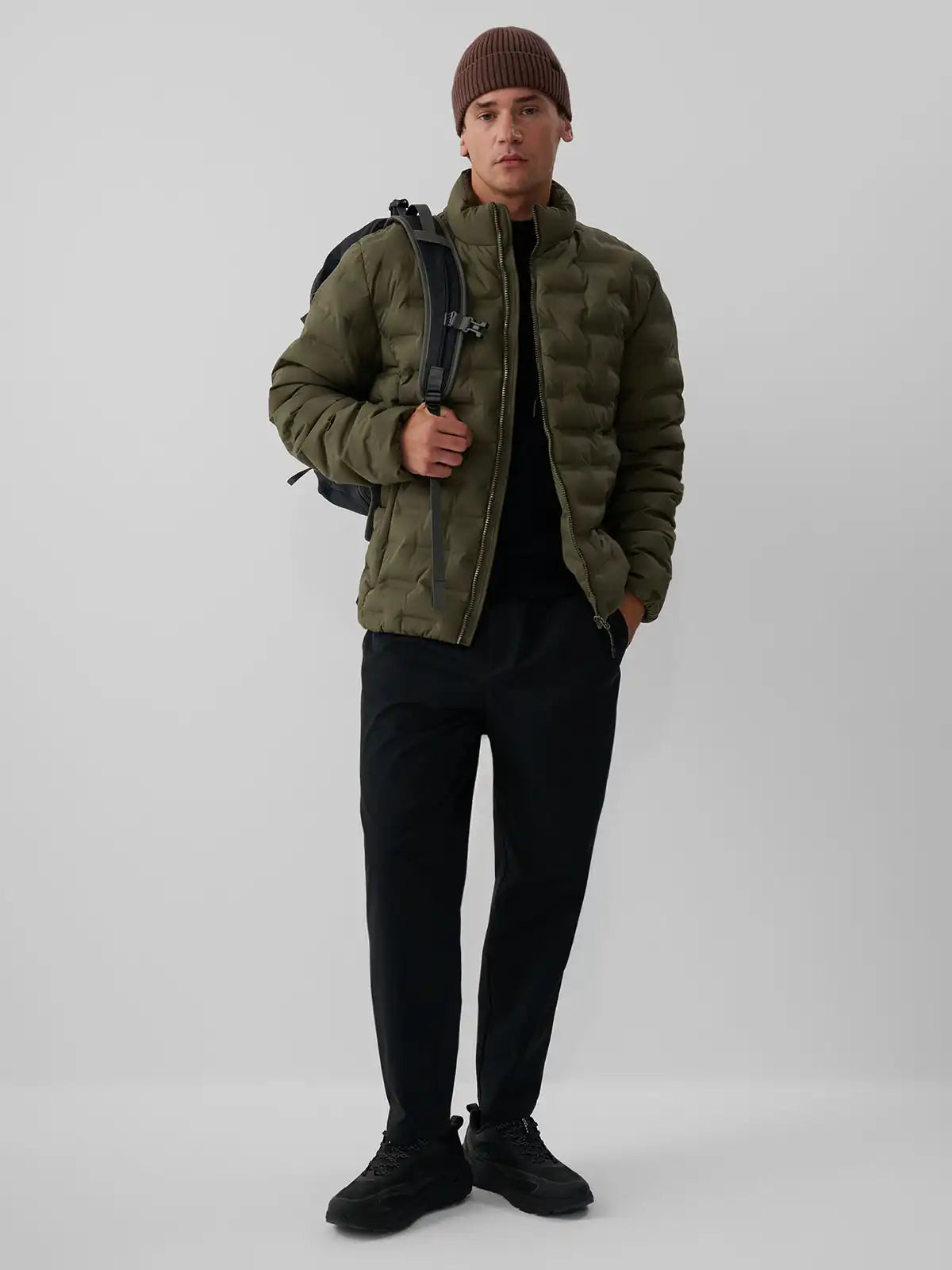 Jachetă de puf pentru bărbați 4F M0938 4FWAW26TDJAM0938 khaki