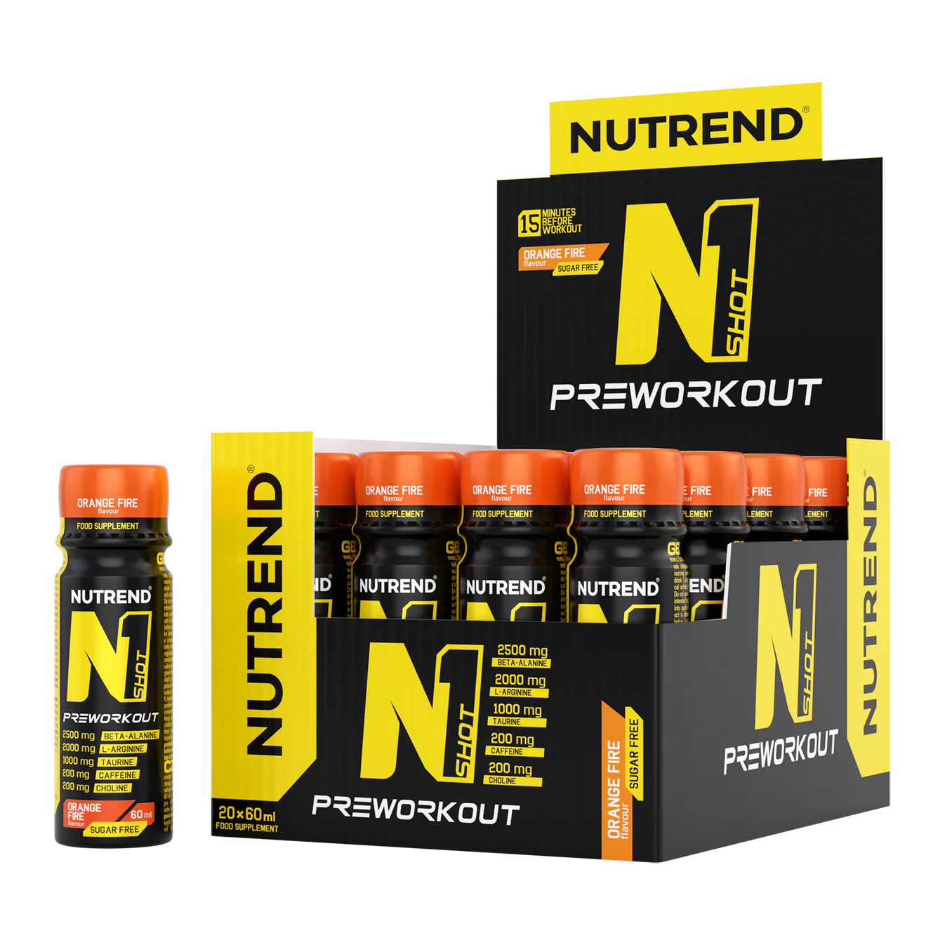 Energizant pre-antrenament n1 shot, 60 ml Portocale